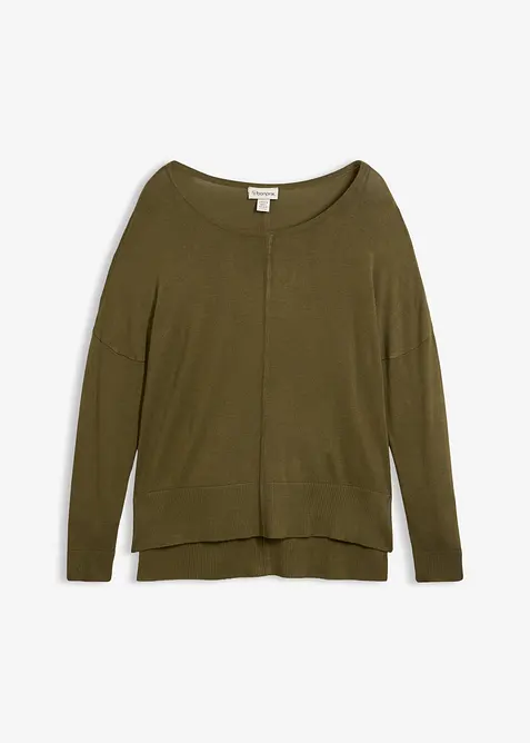 Oversize-Strickpullover in grün von vorne - bonprix