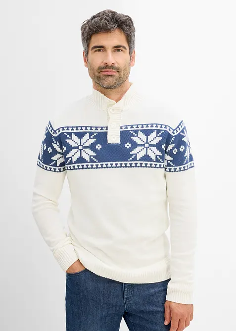Norweger-Pullover in Regular-Fit in weiß von vorne (im Anschnitt) - bonprix