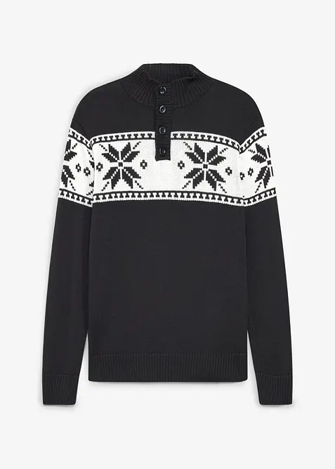 Norweger-Pullover in Regular-Fit in schwarz von vorne - bonprix