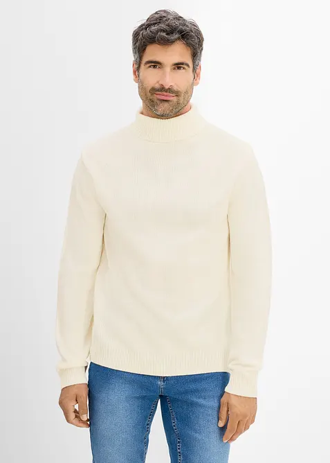 Rollkragenpullover in Regular-Fit in weiß von vorne (im Anschnitt) - bonprix