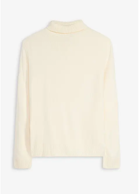 Rollkragenpullover in Regular-Fit in weiß von vorne - bonprix