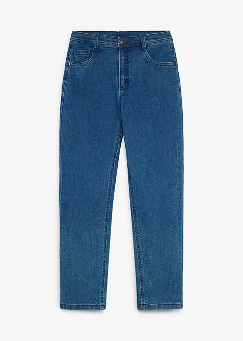 Thermo Regular-Fit-Stretchjeans mit kariertem Jerseyfutter in blau von vorne - bonprix