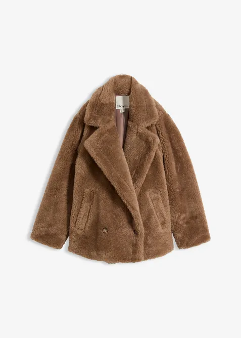 Oversize Teddy-Jacke in braun von vorne - bonprix