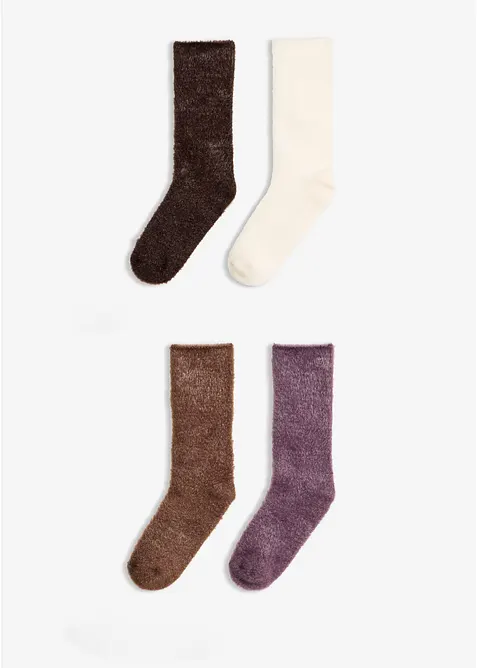 Kuschelsocken (4er Pack) in braun von vorne - bonprix