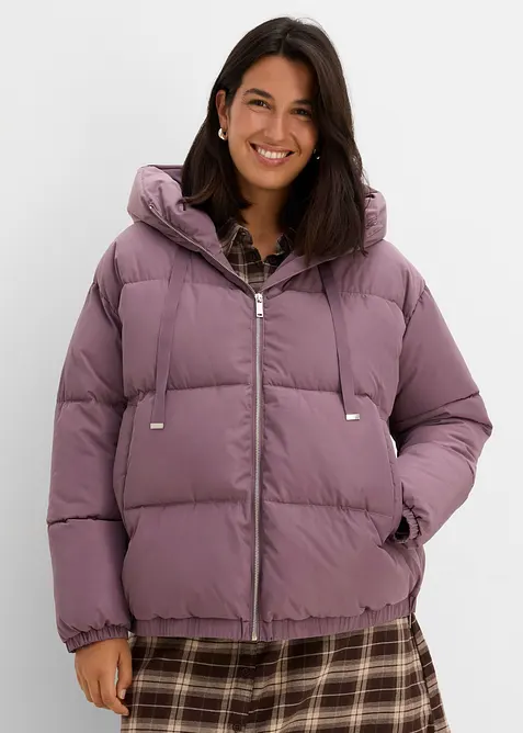 Steppjacke in lila von vorne (im Anschnitt) - bonprix