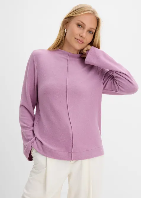 Rollkragenshirt aus Viskose-Mix in lila von vorne (im Anschnitt) - bonprix