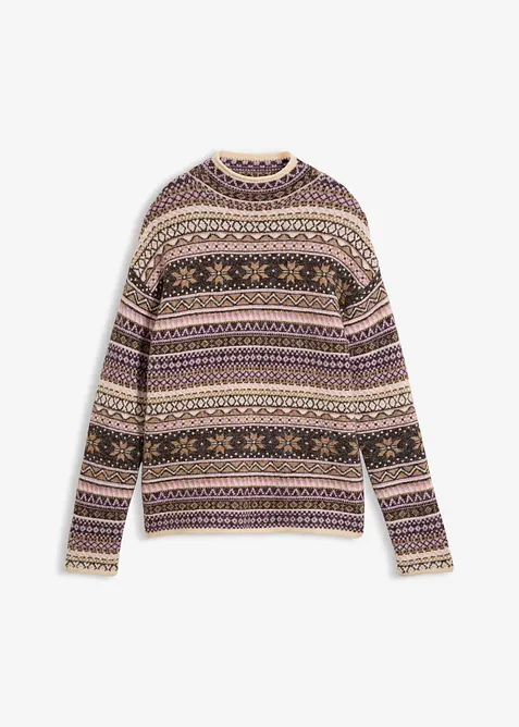 Rollkragenpullover in braun von vorne - bonprix