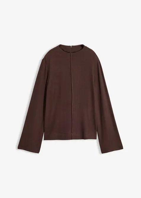 Rollkragenshirt aus Viskose-Mix in braun von vorne - bonprix