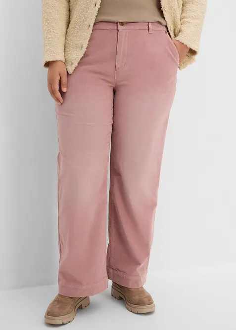 Cordhose aus elastischem Baumwoll-Mix in rosa von vorne - bonprix