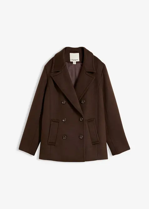 Cabanjacke aus Wolle in braun von vorne - bonprix