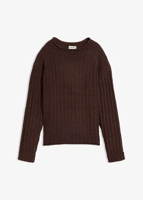Grobstrick-Pullover in braun von vorne - bonprix