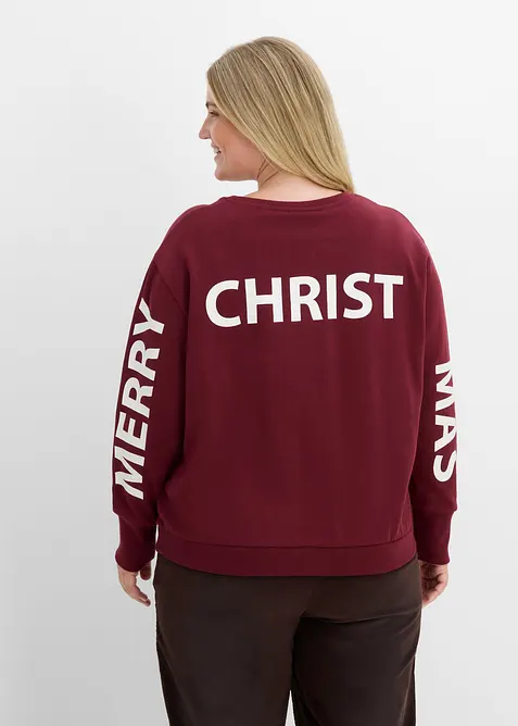 Oversize-Sweatshirt aus weichem Baumwoll-Mix in rot von vorne (im Anschnitt) - bonprix