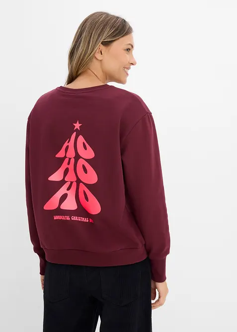 Oversize-Sweatshirt aus weichem Baumwoll-Mix in rot von vorne (im Anschnitt) - bonprix