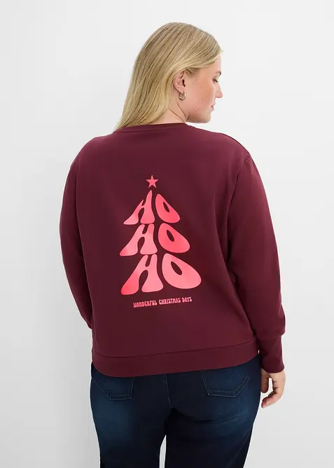 Oversize-Sweatshirt aus weichem Baumwoll-Mix in rot von vorne (im Anschnitt) - bonprix