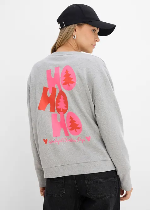 Oversize-Sweatshirt aus weichem Baumwoll-Mix in grau von vorne (im Anschnitt) - bonprix