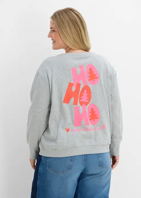 Oversize-Sweatshirt aus weichem Baumwoll-Mix in grau von vorne (im Anschnitt) - bonprix