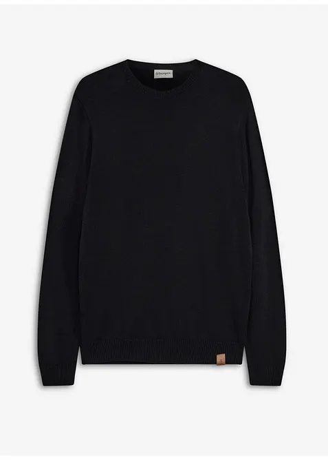 Feinstrickpullover in Regular Fit in schwarz von vorne - bonprix