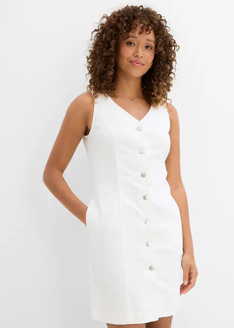 Jeanskleid in weiß von vorne (Totalaufnahme) - bonprix