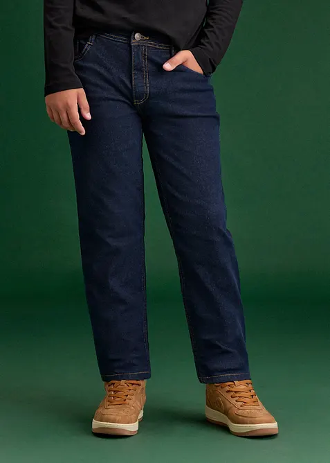 Regular Fit Thermojeans mit Jerseyfutter, Straight in blau von vorne - bonprix