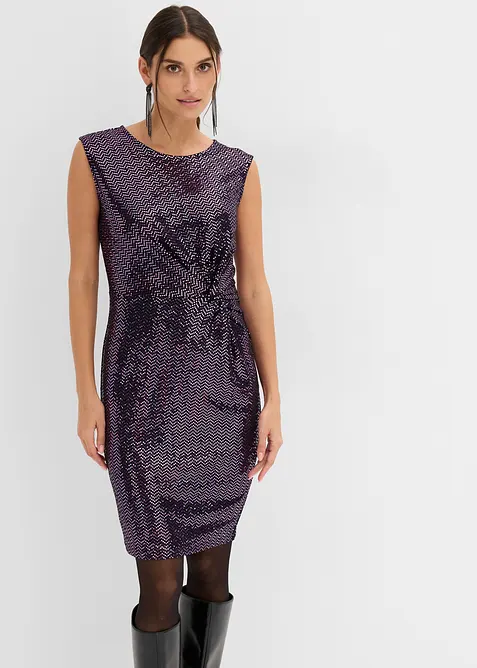 Knielanges Paillettenkleid in lila von vorne (Totalaufnahme) - bonprix