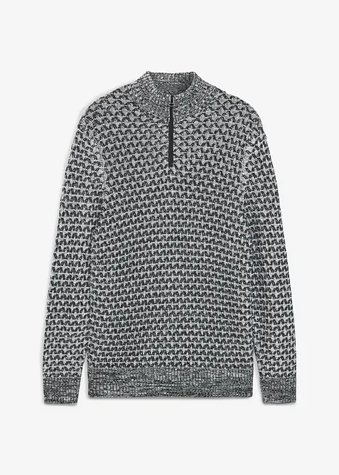 Troyer-Pullover in Regular Fit in schwarz von vorne - bonprix