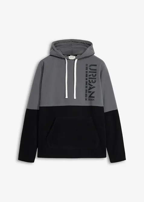 Fleece-Hoodie in grau von vorne - bonprix