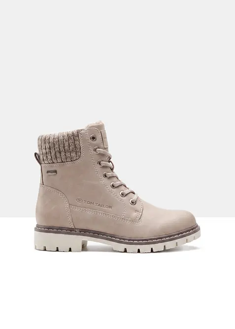Tom Tailor Schnürboots mit Profilsohle in beige - Tom Tailor