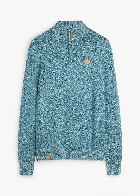 Pullover in Regular Fit in petrol von vorne - bonprix