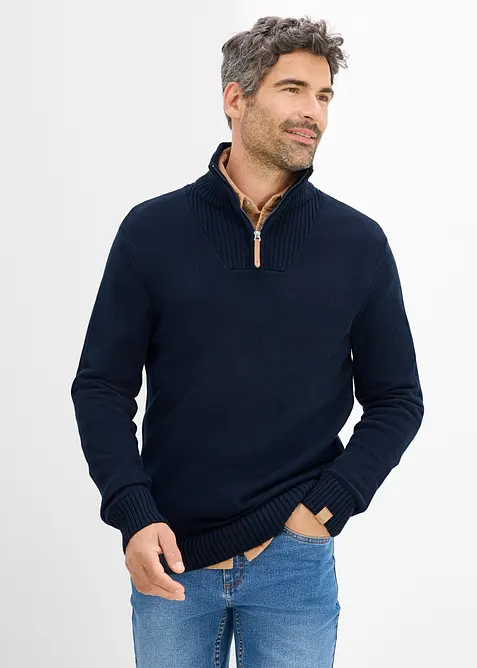 Pullover in Regular Fit in blau von vorne (im Anschnitt) - bonprix