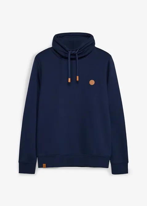 Sweatshirt aus schwerer Qualität mit PU-Details in blau von vorne - bonprix