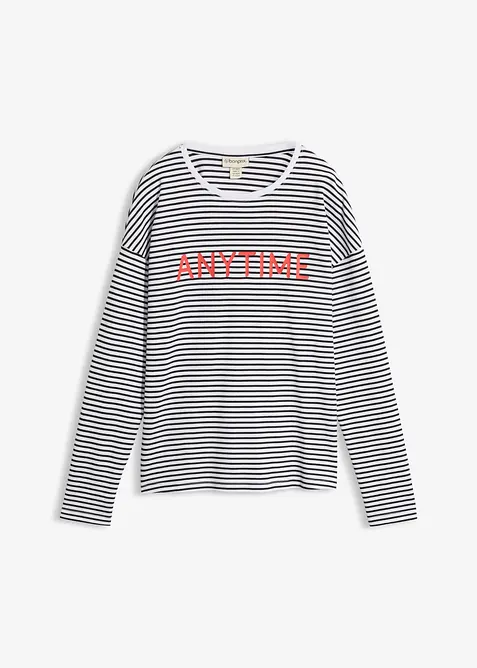 Langarmshirt aus reiner Bio-Baumwolle in weiß von vorne - bonprix