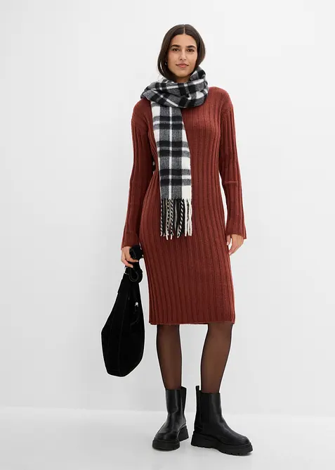 Strickkleid in braun im Look von vorne (Totalaufnahme) - bonprix