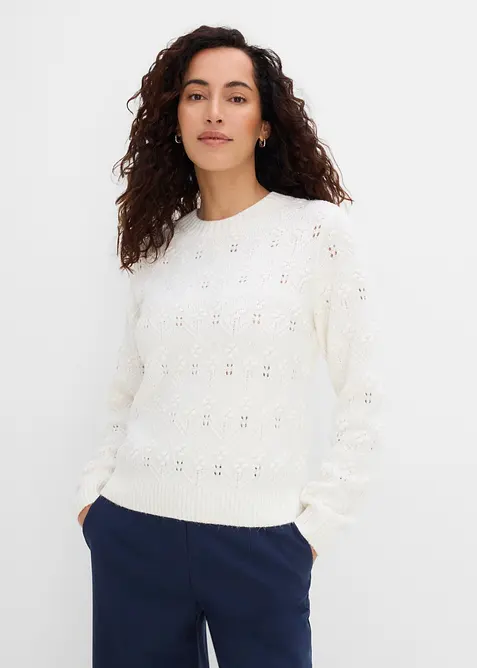 Pullover in weiß von vorne (im Anschnitt) - bonprix