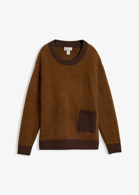 Loose-Fit Strickpullover in braun von vorne - bonprix
