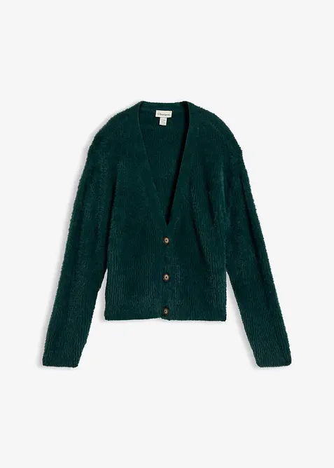 Strickjacke mit Viskose in grün von vorne - bonprix
