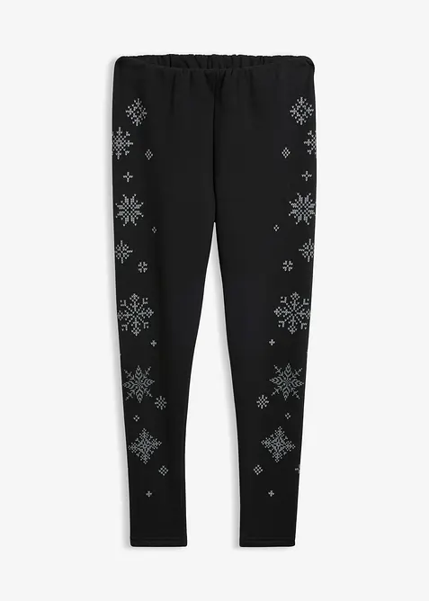 Thermo-Leggings mit Teddyfutter in schwarz von vorne - bonprix