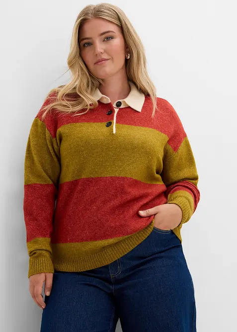 Pullover mit Wollanteil in braun von vorne (im Anschnitt) - bonprix