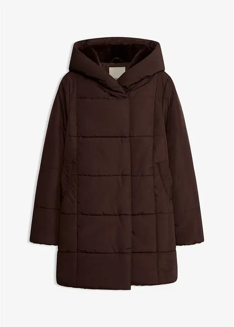 Steppjacke mit Fellimitat Besatz in braun von vorne - bonprix