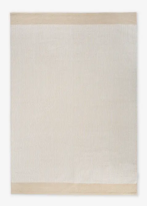 Baumwoll-Teppich mit Streifen in beige von vorne - bonprix
