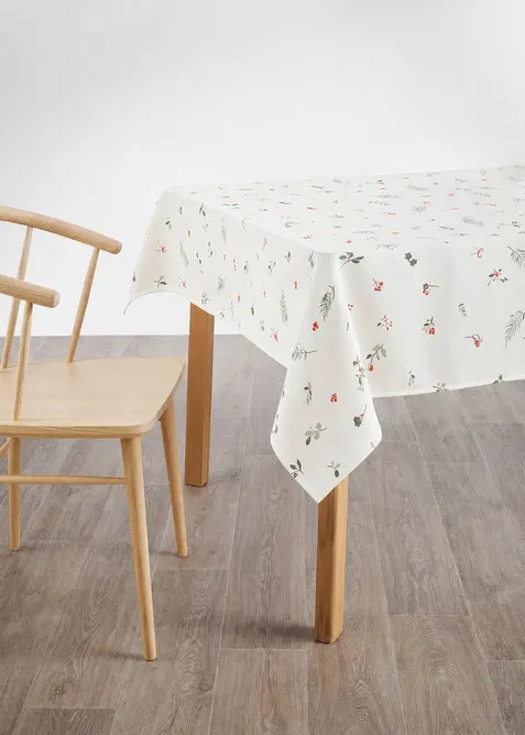 Tischdecke mit Weihnachtsmotiv in weiß von vorne - bonprix