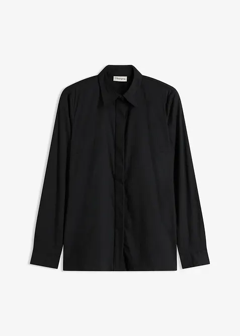 Long-Stretch-Bluse in schwarz von vorne - bonprix