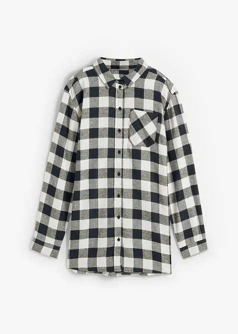 Longbluse aus reiner Baumwolle in weiß von vorne - bonprix