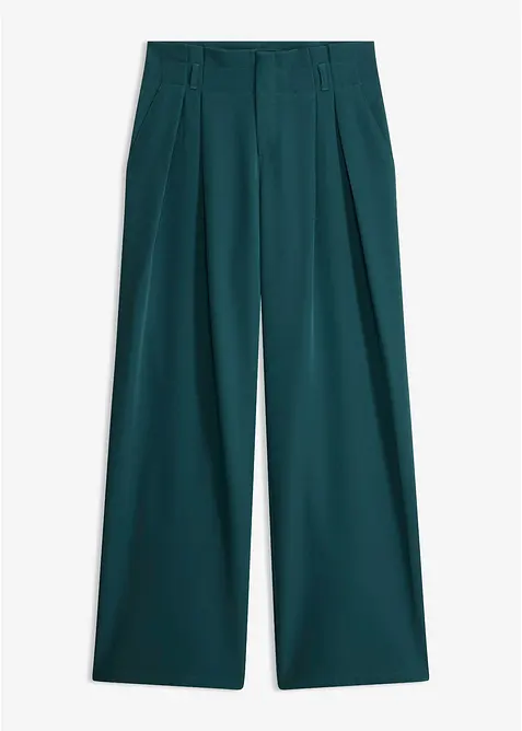 Bundfaltenhose mit Bequembund in grün von vorne - bonprix