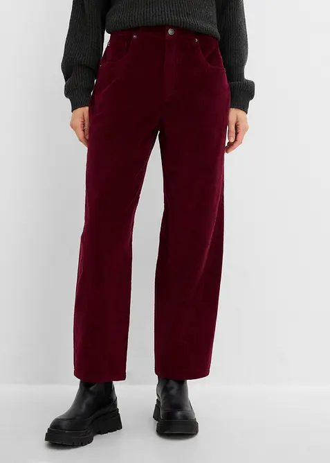 Barrel-Cordhose aus Baumwoll-Mix in rot von vorne - bonprix
