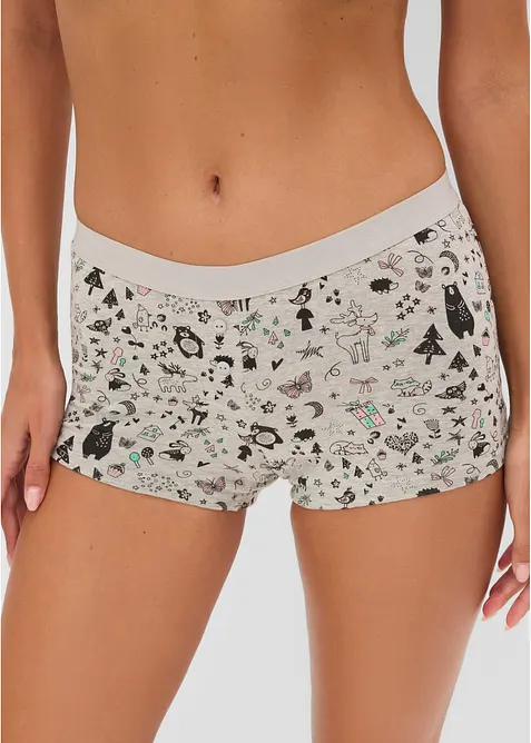 Damen Boxer mit weicher Baumwolle (4er Pack) in grau von vorne - bonprix