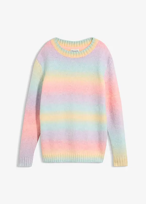 Grobstrick-Pullover aus weichem Woll-Mix in rosa von vorne - bonprix