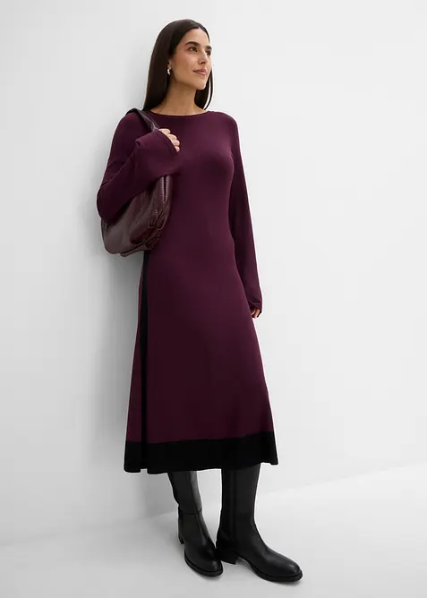 Strickkleid aus softem Viskose-Mix in rot im Look von vorne (Totalaufnahme) - bonprix