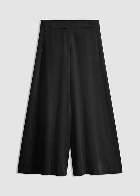 Weite fließende Hose mit Komfortbund in schwarz von vorne - bonprix