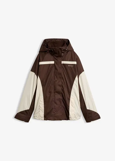 wasserdichte 3 in 1 Funktionsjacke in braun von vorne - bonprix