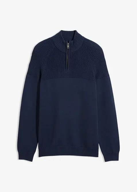 Troyer in Regular-Fit in blau von vorne - bonprix